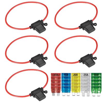 5 PEÇAS 12AWG Resistente Inline Plano Perfil Baixo À Prova d'Água à Prova de Poeira Porta-Fusível de Carro 25 peças Fusível 10A/15A/20A/25A/30A 5 peças