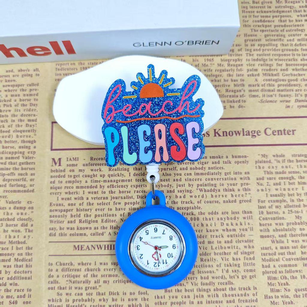 Shiny Cartoon Nurse & Doctor Badge Reel with Retractable PVC Pocket Watch Clip