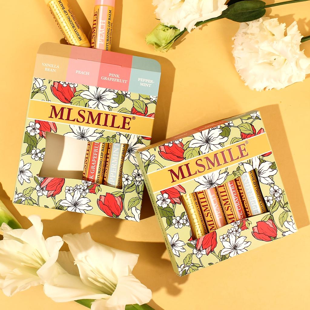 Super Moisturizing Fruit Lip Balm Set, 4 Flavors to Choose From