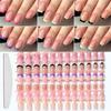 6sheets/144Pcs Colorful French Tips Short Square False Nails with File Natural Brown Nude French Fake Nails Short Press On Nails