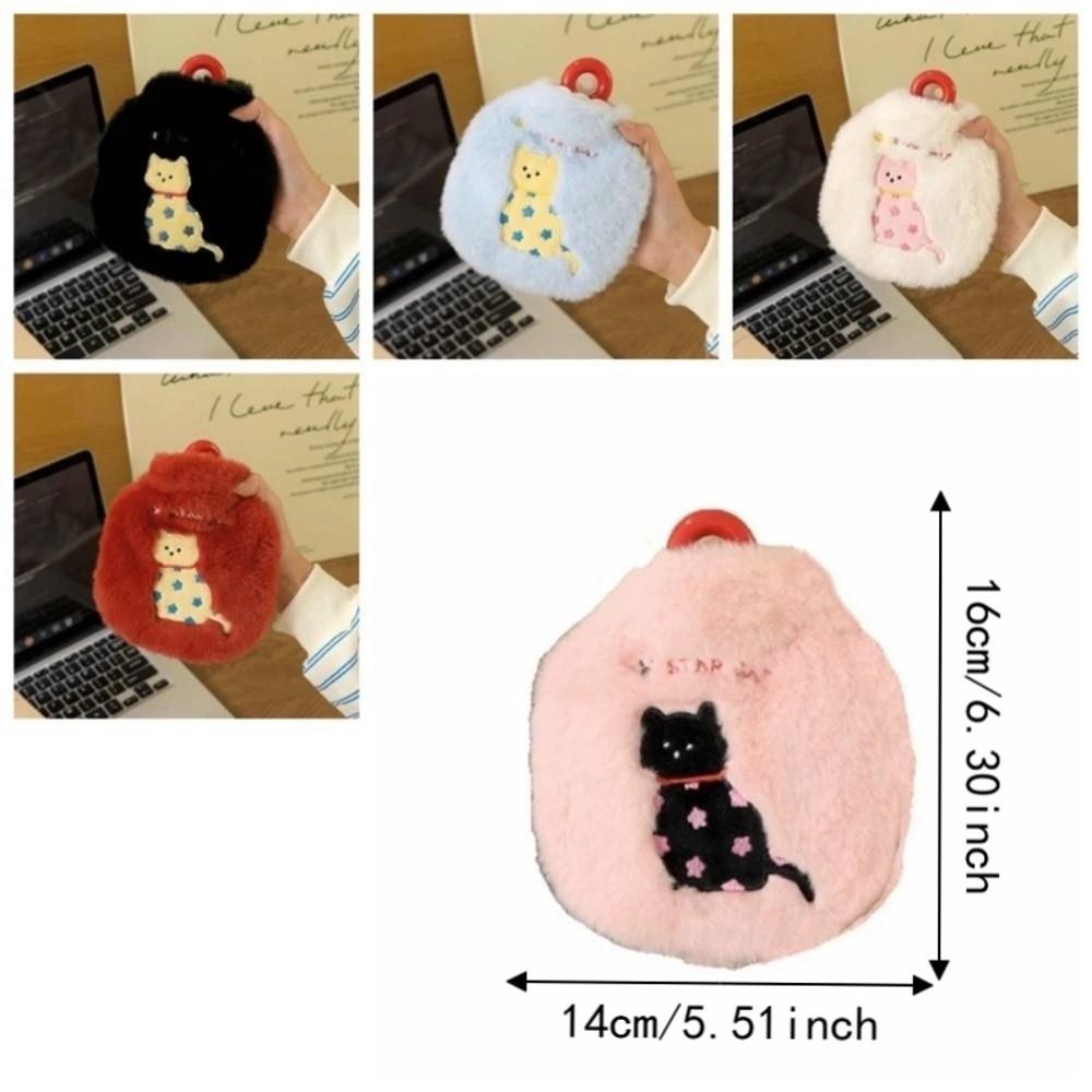 Kitten Embroidery Hand Warmers Handheld Hot Water Bag Portable Warm Water Bag  Belly Warmer