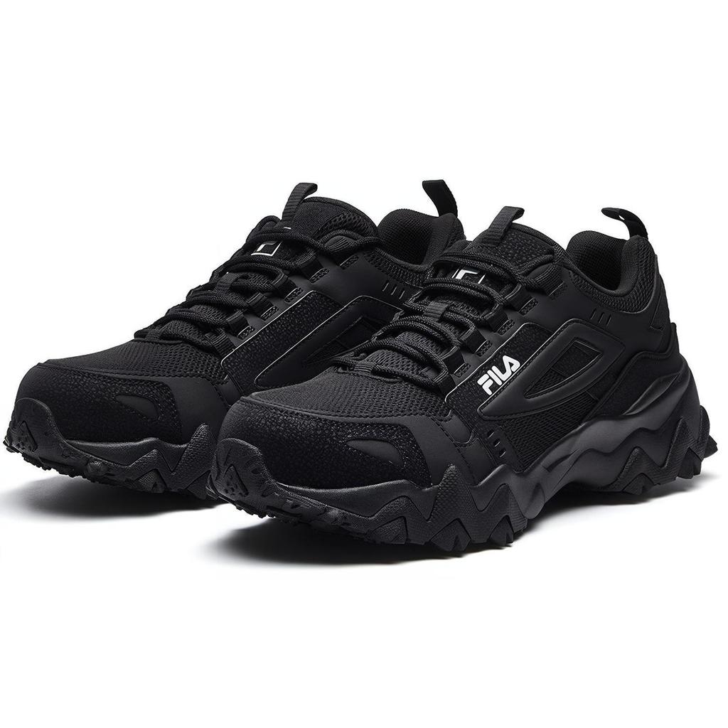FILA Oakmont Textile, Synthetic Leather Lace Up Abrasion Resistant Low top Chunky Sneakers Men's Black F12M031111FBK