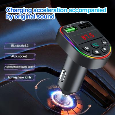FM-saatja tugi TF-kaardi U-ketas auto MP3-mängija Dual USB C-tüüpi C autolaadija telefoni laadimine vabakäeseade helistamiseks