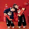 Set Hanfu Ricamato di Capodanno per Bambini: Tuta Tang Imbottita in Pile Spesso per Bambini e Bambine, Set Festivo di Due Pezzi per il Festival di Primavera.