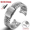 Curved End Stainless Steel Strap 18mm 20mm 22mm Universal Bracelet Folding Buckle Replacement for Women Men Band Accessories