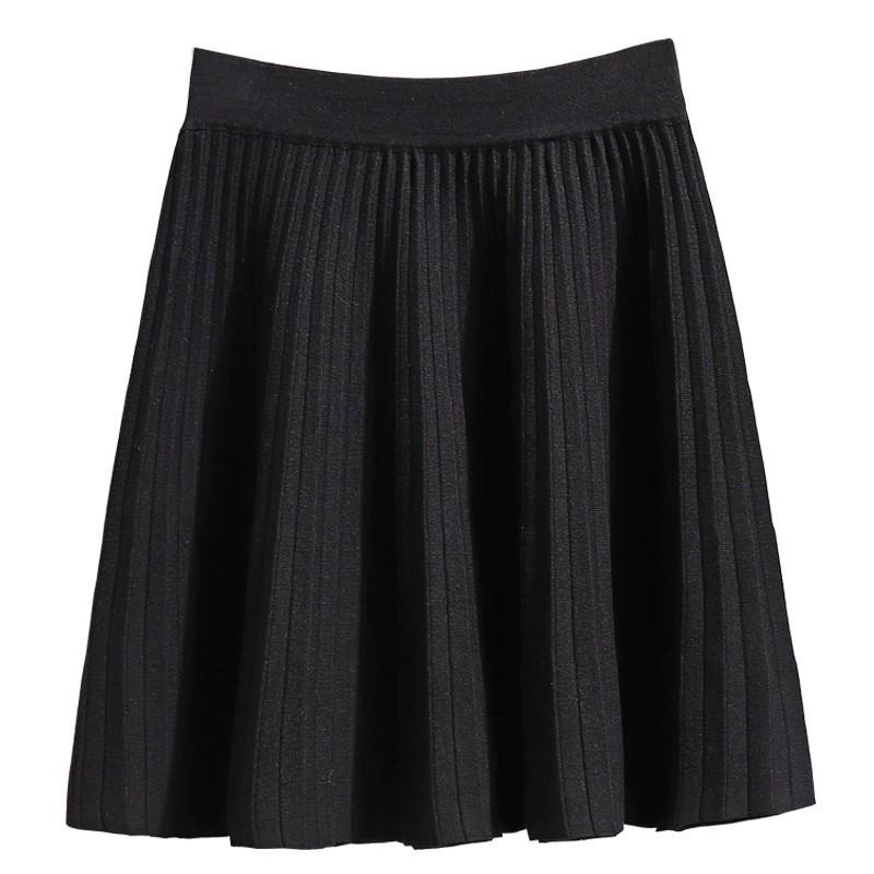 Women's Wool Knitted Pleated A-Line Skirt – Perfect for Autumn and Winter
