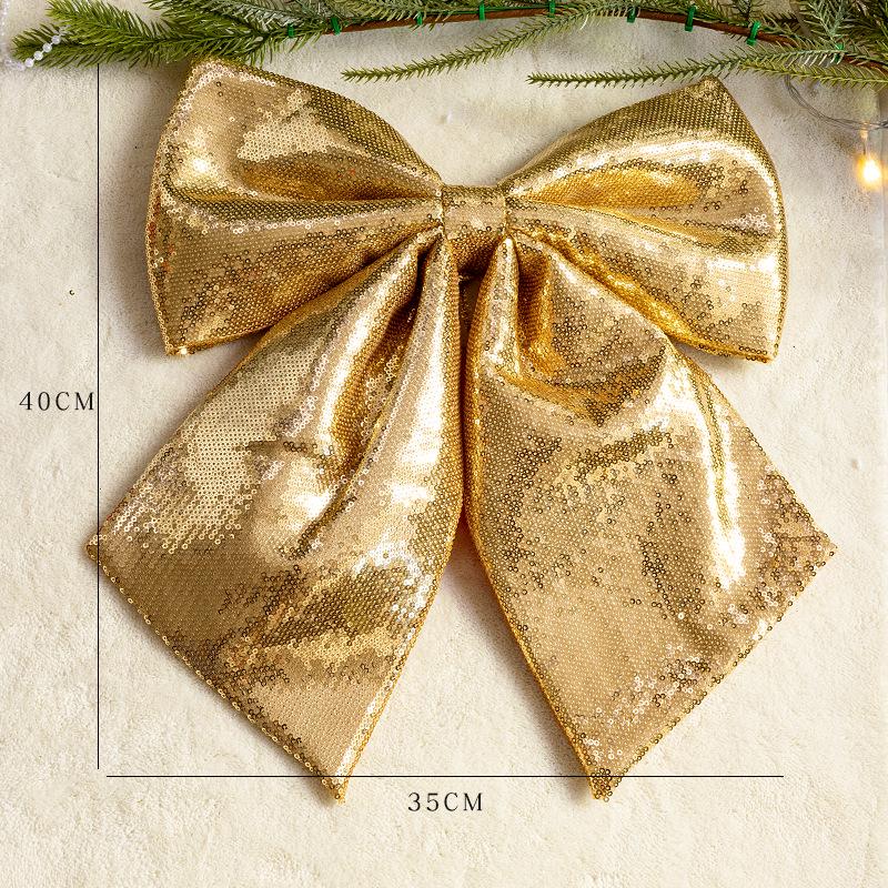Large Pink and Gold Glitter Christmas Bow Ornament