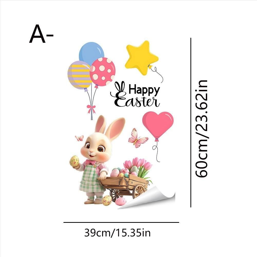 Self-Adhesive Flower Rabbit Sticker Easter Festival Party Sticker New Wall Decal  Glass Decoration