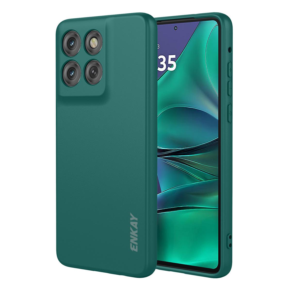 

For Motorola Edge 60 Stylus 5G/Motorola Moto G Stylus 5G (2025) Silicone Case ENKAY HAT PRINCE Straight Edge Cell Phone Back Cover Dark Green