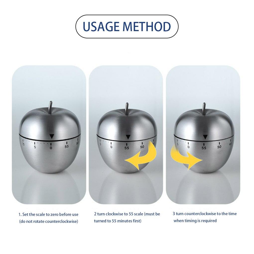 1 Stück Kreativer Küchenmechanischer Timer Edelstahl Eieruhr 60 Minuten Schüler-Timing Backen Kochen Erinnerung