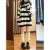 Gothic Sweaters Women Harajuku Punk Knitted Stripes Jumper Vintage Plus Size Loose Long Sleeve Pullover Tops Streetwear