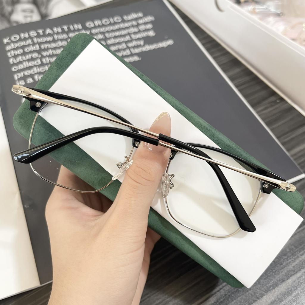 Luxury Metal Half Frame Anti Blue Light Glasses Men Business Classic Myopia Eyewear Diopter 0 To -4 0 Protective Short Sight