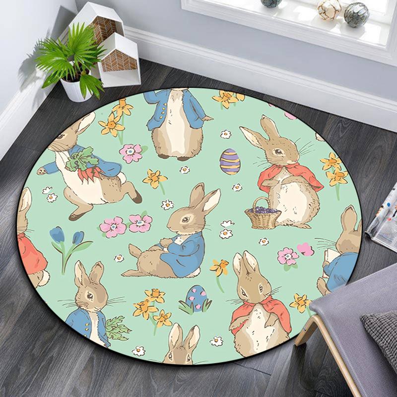 Tappeto Rotondo Peter Rabbit, Tappeto per Soggiorno Camera da Letto Divano Sala Giochi Decorazione, Tappetino Antiscivolo