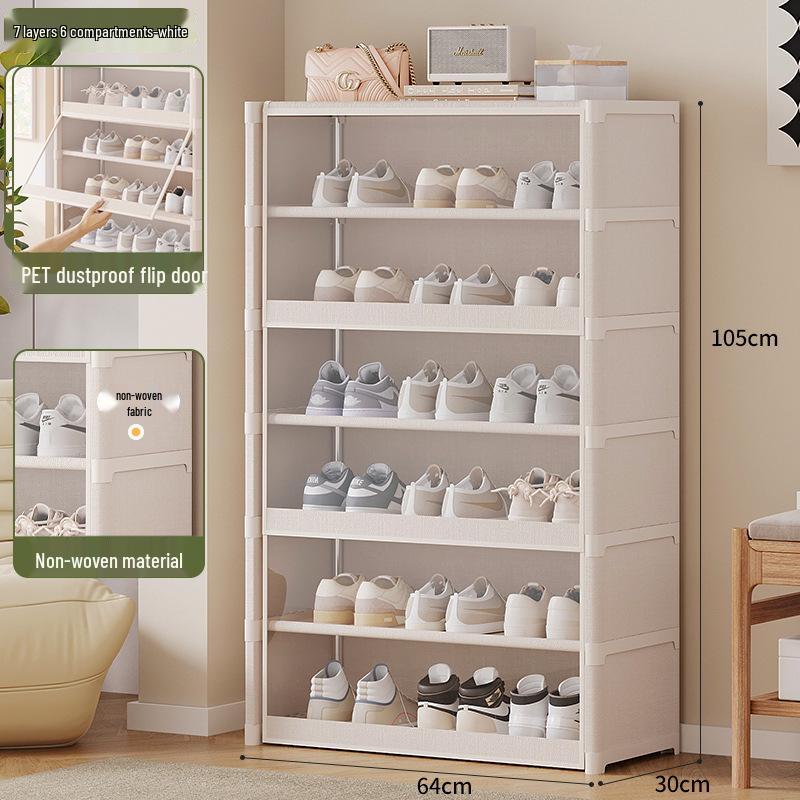 Sturdy Multi-layer Shoe Rack with Dustproof Transparent Shelves, Ideal for Home or Dorm.