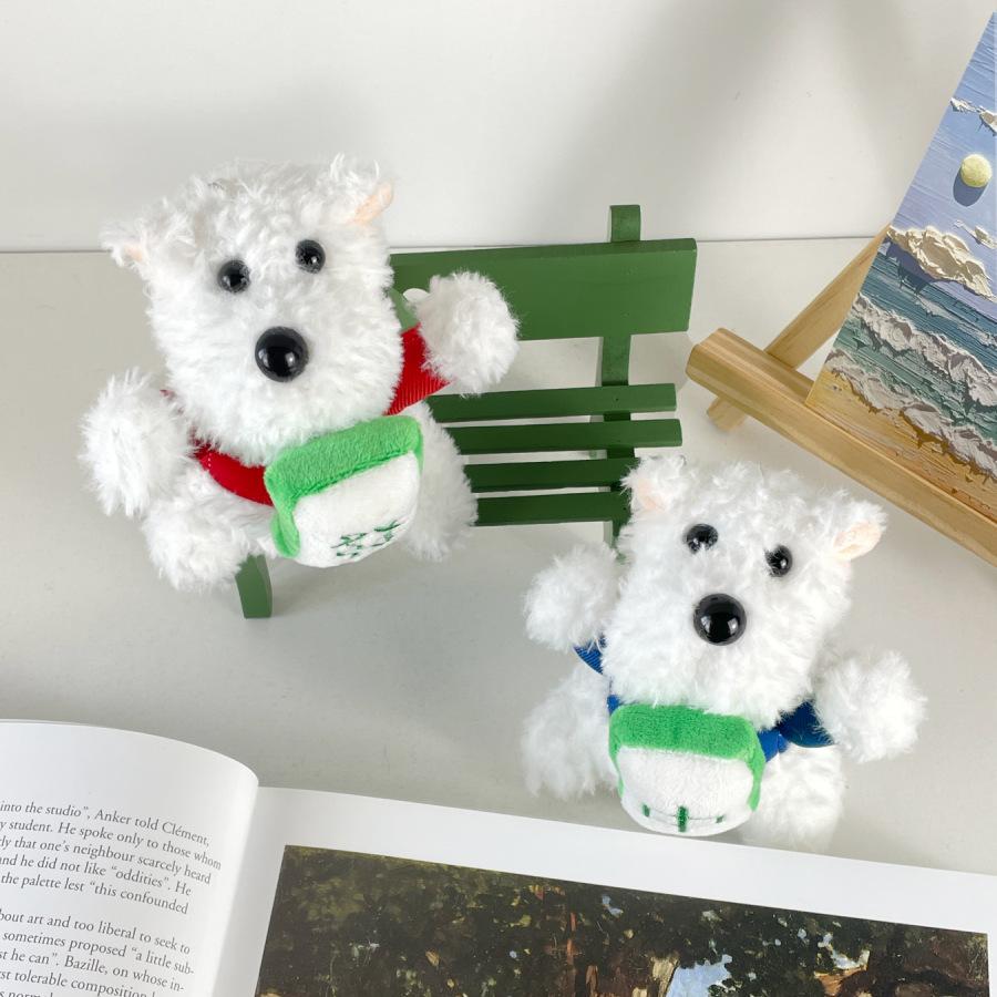 Cute Mahjong West Highland Plush Doll Pull Rope Rebound Red Envelope Puppy Doll Children's Toy Bag Pendant