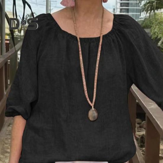 Damer Topper Rund Hals Halv Erm Løs Passform Casual Topper Ensfarget Pustende Lett T-skjorte