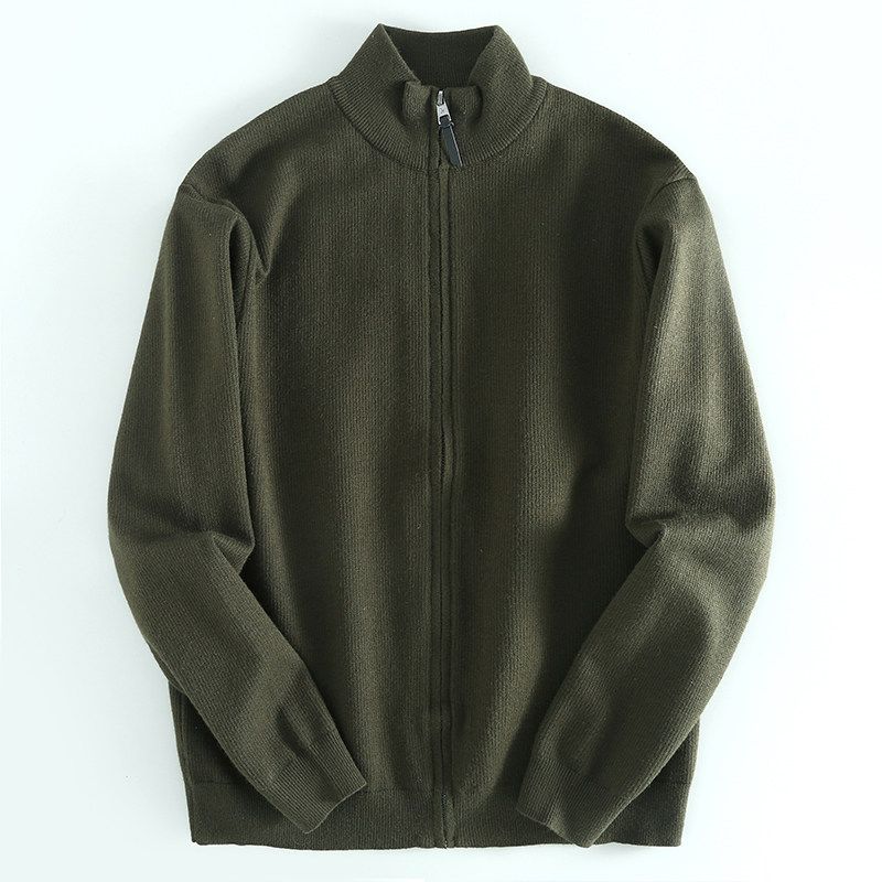 Export Label Cutting Tail Order Men Temperament Commute Stand Collar Men Zipper Cardigan Outerwear Sweater Heavy Weight Weight Tops