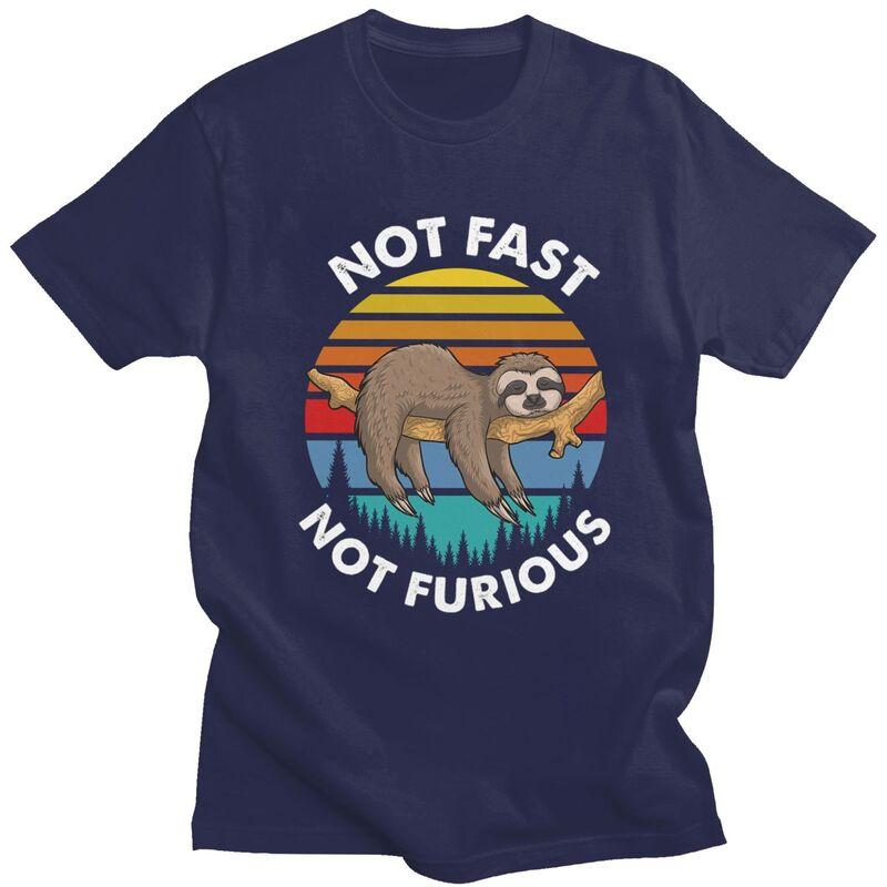 Custom Classic Retro Sunset Lazy Sloth T Shirt Men ShortSleeve Tshirt Casual Tee Oversized Tshirts Gift