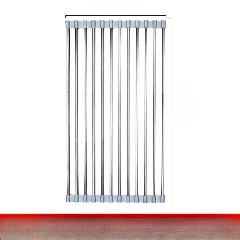 

Foldable Dishwashing Mat Kitchen Sink Draining Rack Draining Dish Rack Draining Water 37cm, 12 tubes сірий