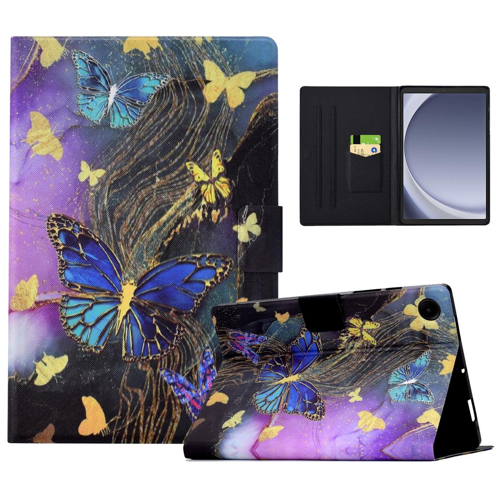 For Samsung Galaxy Tab A9 Case PU Leather Pattern Folding Stand Protective Tablet Cover