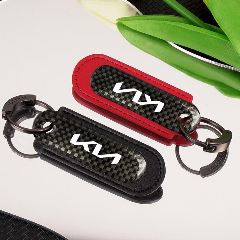 Carbon Fiber Car Keychain Holder Keyring Accessories For KIA KN Forte Sportage EV9 Stonic K5 Ceed Proceed GTLine Sorento Picanto gbnkr30