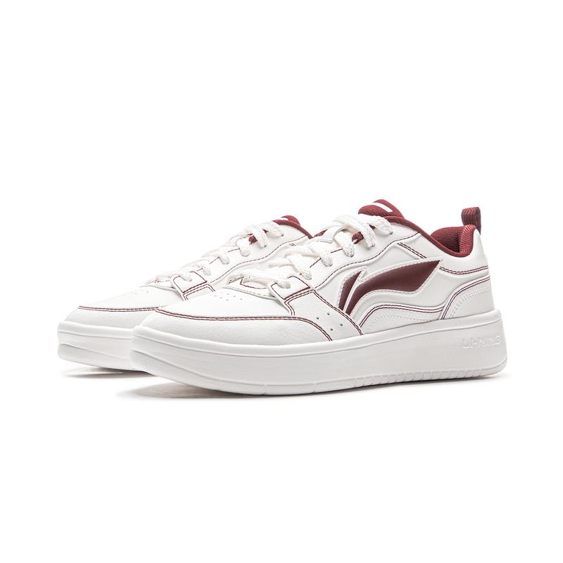 Li Ning Sycee Rutschfest Dämpfung Abriebfest Niedrig geschnittene Skateboard-Schuhe Damen Weiß Rot AGCV144-4