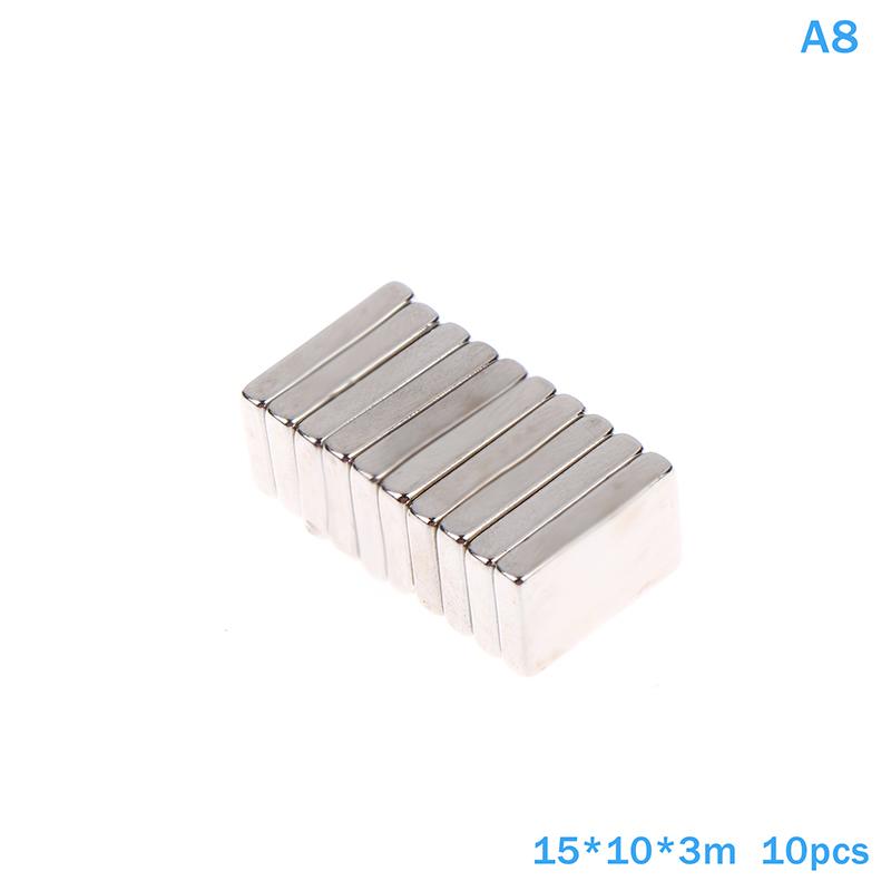 10 Stück Magnete in verschiedenen Größen Starker Neodym-Magnet N35 Ndfeb Permanentmagnetische Imanes Block Leistungsstarke Magnete Kühlschrank