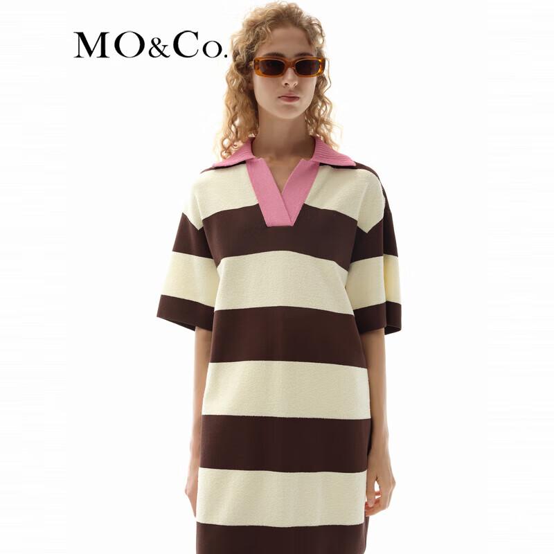 MO&Co. x SUNNEI Striped Loose Short Sleeve V-Neck Dress