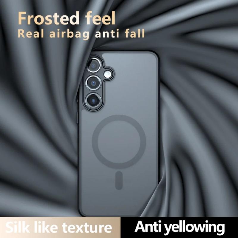 Luxury Matte Skinfeel Magnetic Air Bags Case Samsung Galaxy S25 S24 S23 S22 Ultra Plus FE A55 A54 A35 A25 A24   Anti Fall Cover