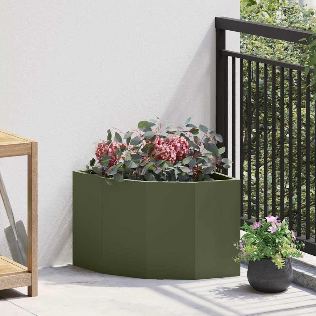 Corner Planter Olive Green 45 x 45 x 35 cm Steel