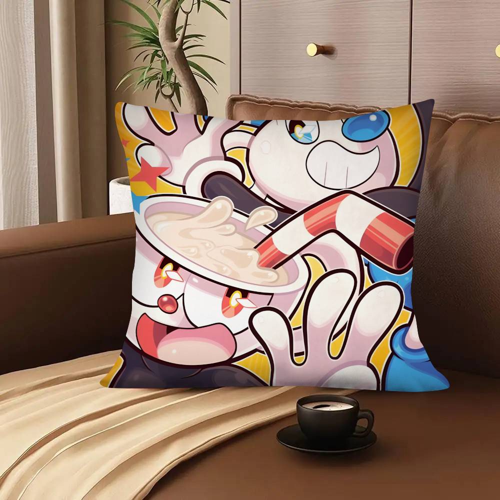 1Pc Popular Animation C-Cuphead S-Show Pillow Case Fashion Square Pillowcase Bedroom Sofa Room Ins Decoration Leisure