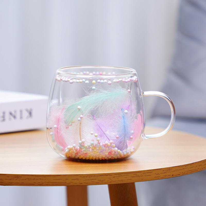 Dried Flower Hot Coffee Cups for Hot Drinks Tea 250ml Cofee Cup Borosilicate Glass Vasos Para Cafe Office Beverage Mug