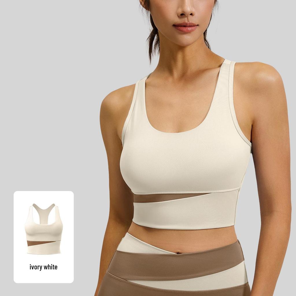 High-Waisted Color-Block Yoga Set: Tummy Control, Shockproof Sportswear for Women