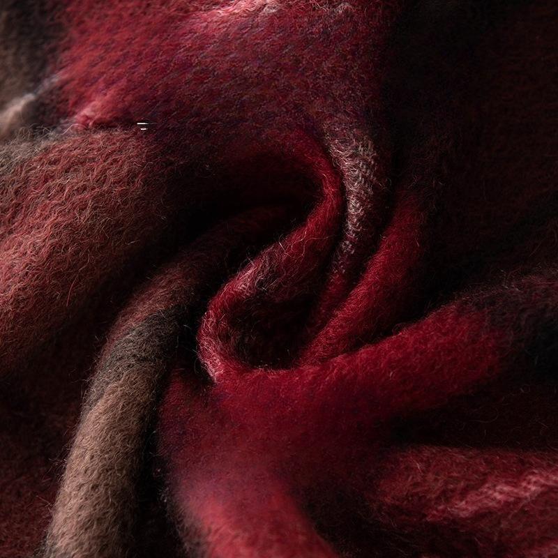 British Style Classic Red Plaid Cashmere Scarf for Women Cashmere Shawl Dual Purpose Warm Scarf