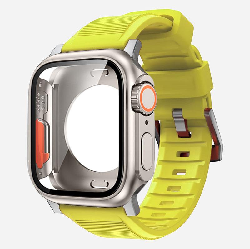 Cinturino in nylon + custodia per Apple Watch Custodia 44mm 45mm 41mm 40mm Copertura in vetro temperato Cambia in Ultra per iWatch Serie 8 7 SE 6 5 3
