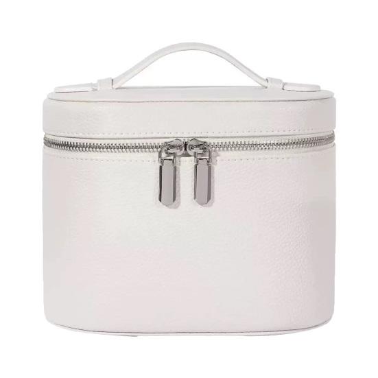 Wodoodporna kosmetyczka podróżna ze sztucznej skóry, organizer na kosmetyki z przegródką i rączką, przenośna kosmetyczka dla kobiet