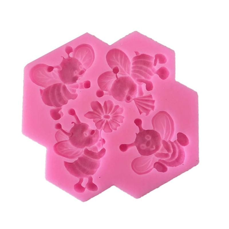 4 Cells Bee Shaped Silicone Fondant Molds Baking Moulds Clay Mould Cake Decorating Tools Cake Decor Candy Jewelry Moulds