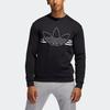 adidas Originals OUTLINE TRF CRW Large Logo Printing Round Neck Pullover Black Men's ED4687