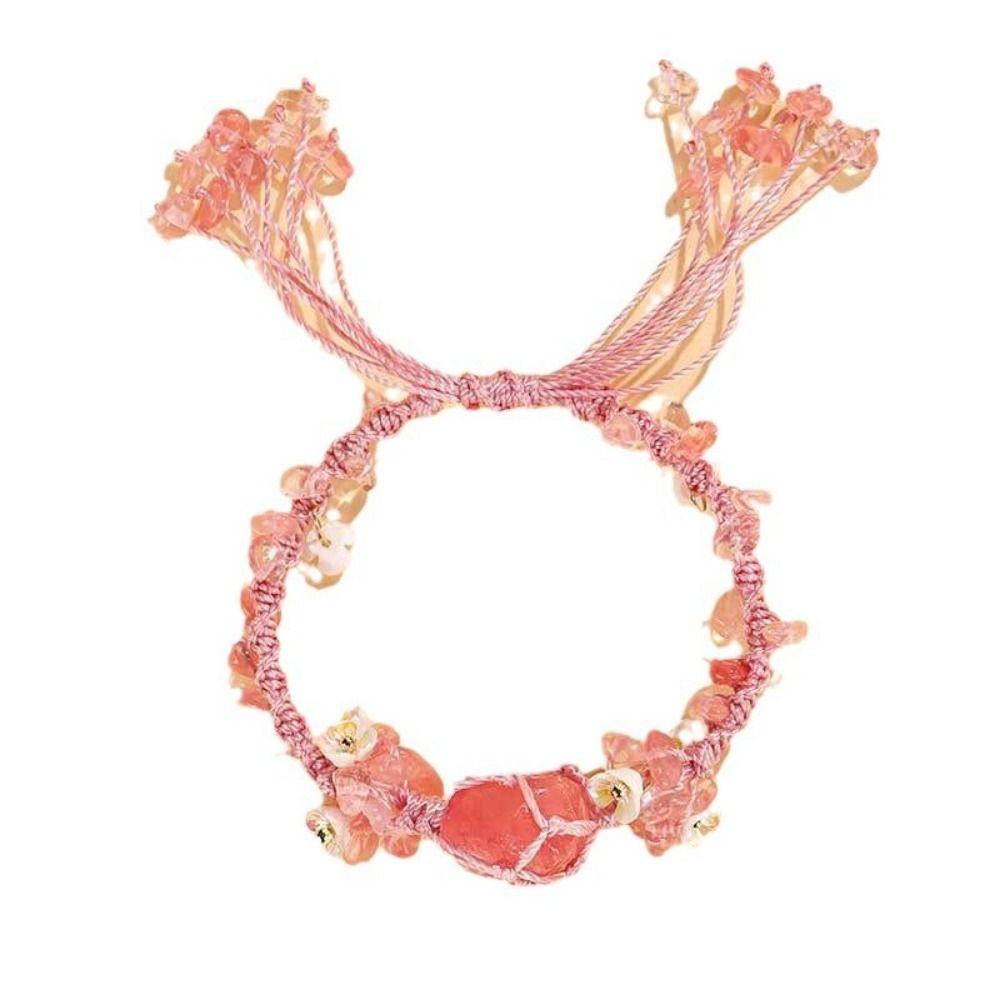 Chinese Style Natural Crystal Bangle With Butterfly Pendant Weaving Crystal Bracelets  Children