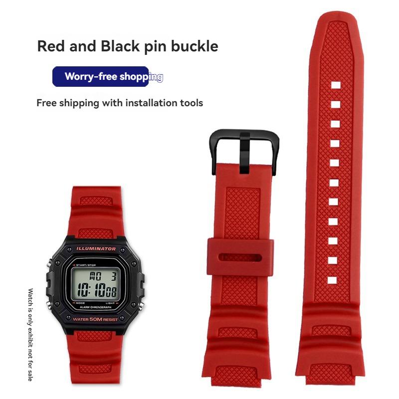 W218H Resin Silicone Band for Casio AE-1200 AE-1100 SGW-300 SGW-400 MRW200 Watch, Replacement Strap Sport Wristband