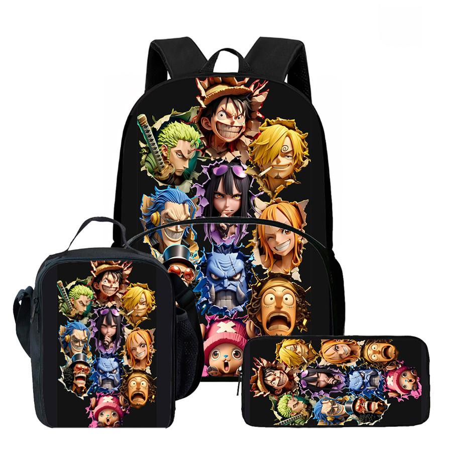 15 Inch One Piece Lightweight 3PCS School Backpack Set with Front Pocket, Lunch Bag, Pencil Case, Unisex for Boys Girls Age 6-10