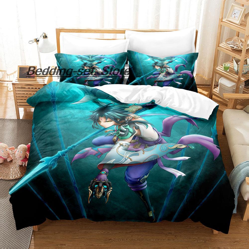 Game Genshin Impact Xiao Genshin Impact Bedding Set Single Twin Full Queen King Size Bed Set Aldult Kid Bedroom Duvetcover Sets