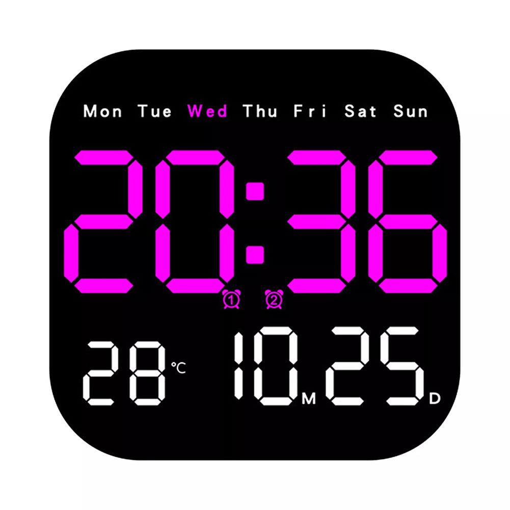 Elektronische Wanduhr Temperatur Datum Anzeige Tischuhr Wandmontage Digitale LED Uhren Für Zuhause 12/24H Sprachsteuerung Sommerzeit