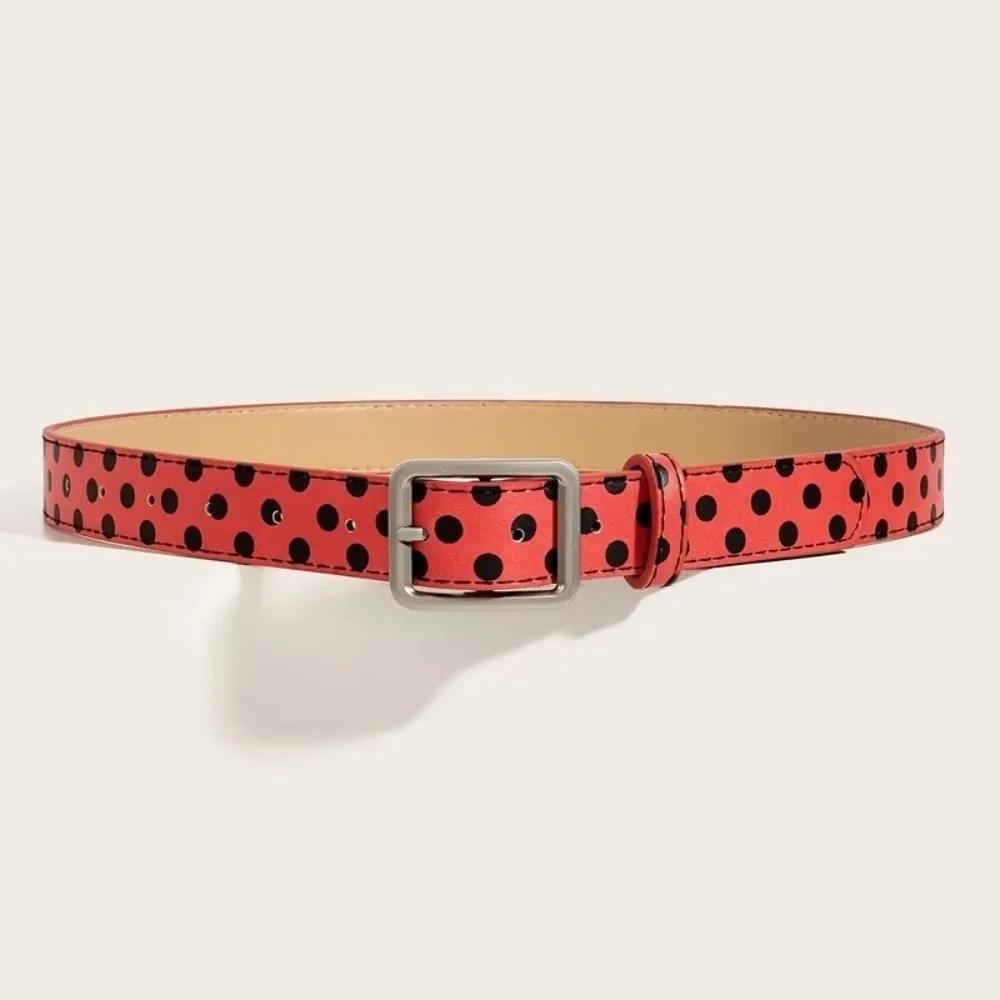 Trendy Vintage Polk Dot Women Belts Y2K Girls Pin Buckle Belt Waistband PU Leather Jeans Belts Waist Strap Gift