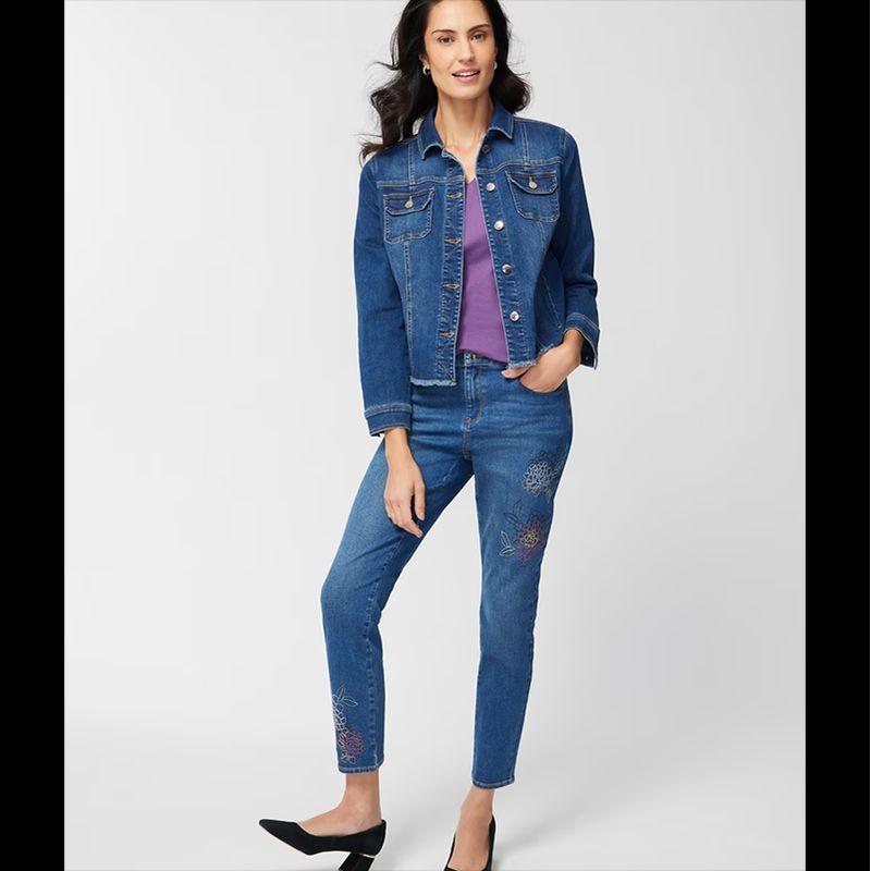 

House Spring and Summer New Arrival Export European and American plus Size Women s Clothes Embroider Flowers Slimming Jeans Ninth Skinny Pants Blue 2.5: Waist 90