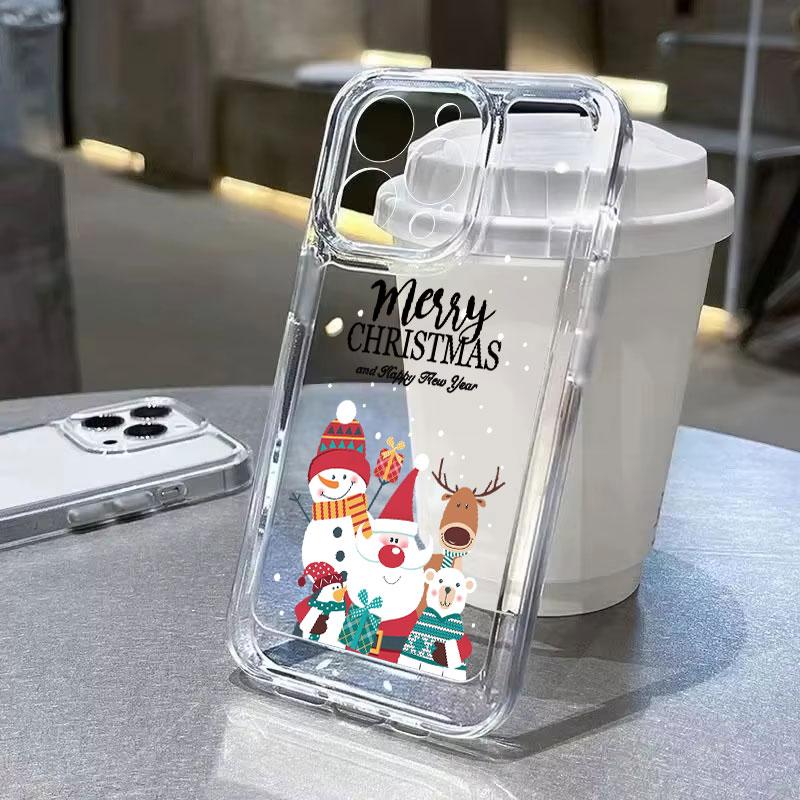 Santa Claus Elk Snowman Christmas Phone Case For iPhone 13 11 12 14 15 16 Pro Max Plus 12 13 Mini XR 8 7 Plus SE 2022 X XS Cover