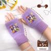 Kpop Women's Fingerless Knitted Gloves - Versatile Warm Plush Autumn/Winter Half-Finger Hand Socks, Solid Color for Students.