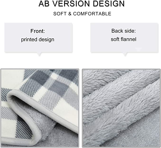 Flannel Wearable Blanket with Pockets, Cozy Soft Plaid Throws Blanket for Lap Bed Sofa Office Airplane Travel