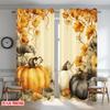 2D Flat Printing 2pcs Curtain Autumn Pumpkins Leaves Border Digital Printed Polyester Drapes All Season Party & Holiday Decor