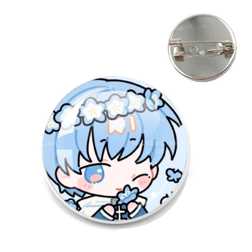 Anime Frieren Pins Cartoon Badge Round Creative Glass Metal Brooches For Backpack Jewelry Accessories Gifts